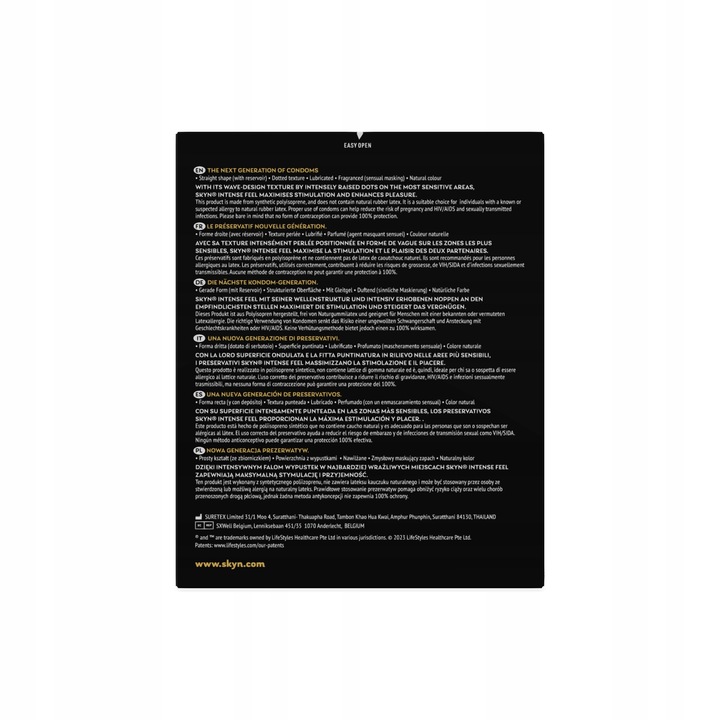 Prezerwatywy SKYN INTENSE FEEL z wypustkami BEZ LATEKSU stymulujące