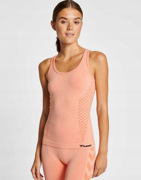 HUMMEL BEZSZWOWY POMARAŃCZOWY TOP BEZ RĘKAWÓW LOGO IEU HMR__M