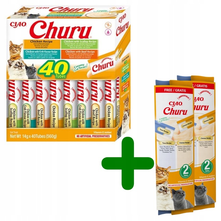 INABA CAT CHURU VARIETIES CHICKEN Mix Przysmaków dla Kota 40x14g + 4x14g
