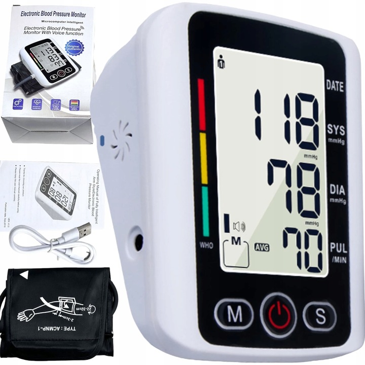 CIŚNIENIOMIERZ NARAMIENNY ELEKTRONICZNY DUŻY WYŚWIETLACZ LED 22-32CM