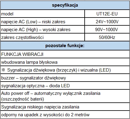 Wskaźnik napięcia UT12E UNI-T