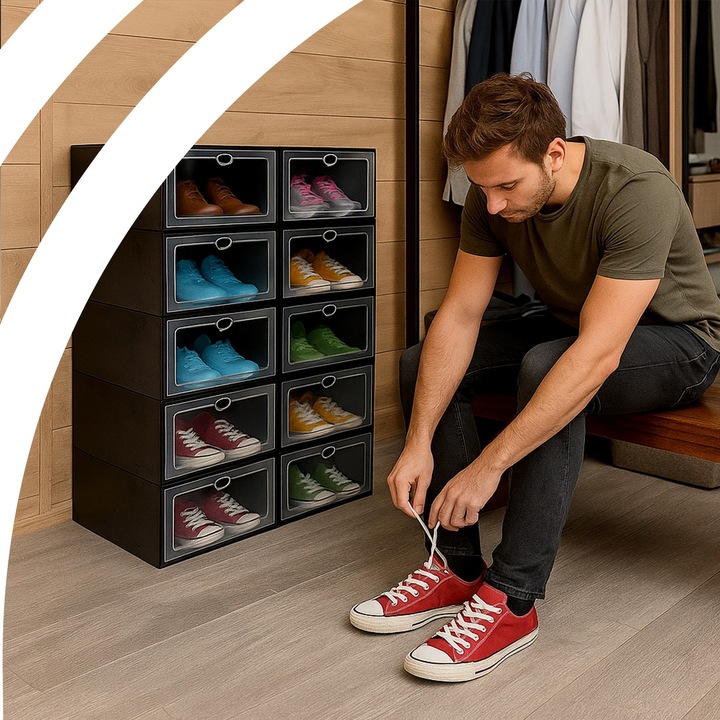 ZESTAW 10X ORGANIZER PUDEŁKA NA BUTY Z KLAPĄ SZAFKA REGAŁ DO SZAFY