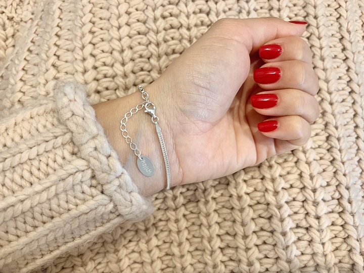 SREBRNA BRANSOLETKA DAMSKA CYRKONIA NA RĘKĘ REGULOWANA DLA NIEJ + GRAWER