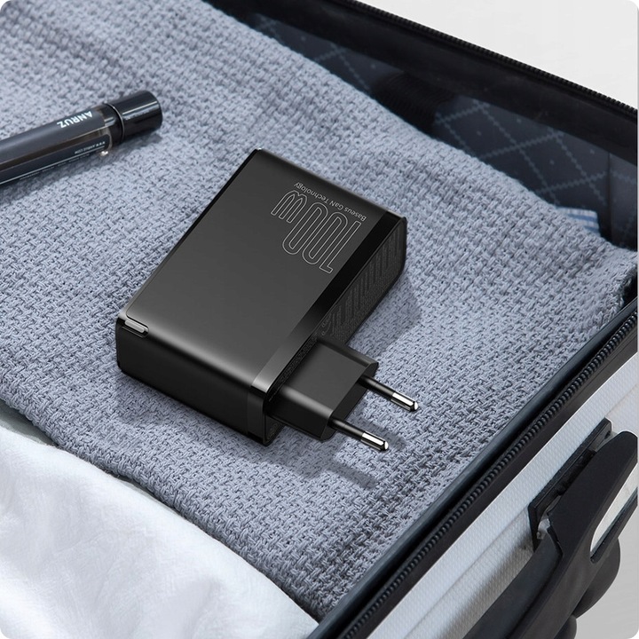 Ładowarka BASEUS GaN2 PRO 100W 2x USB-C/USB PD QC4 + Kabel USB-C