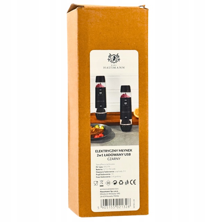 ELEKTRYCZNY MŁYNEK DO SOLI I PIEPRZU AKUMULATOROWY USB C MŁYNEK DO PIEPRZU