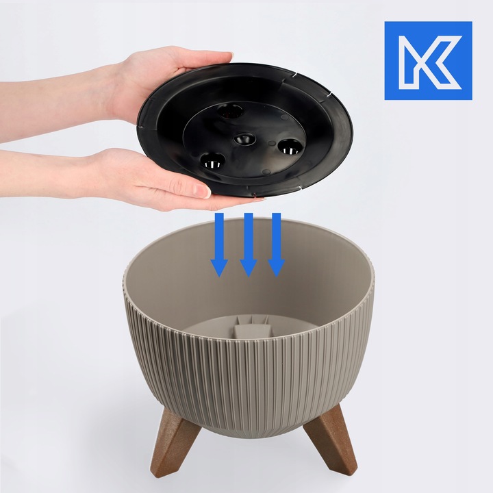 DONICZKA DONICA OSŁONKA NA NÓŻKACH WKŁAD KWIETNIK 24cm BEŻOWA MISA