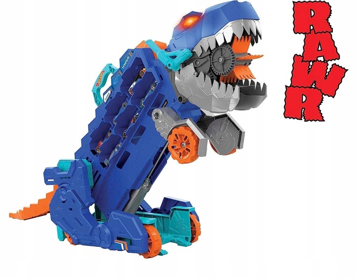HOT WHEELS T-REX MEGA TRANSPORTER TORY WYŚCIGOWE