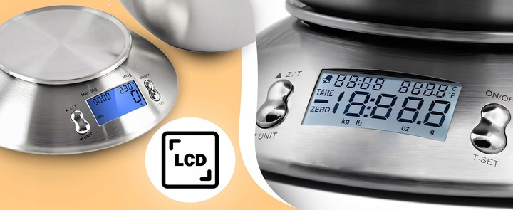 DOKŁADNA WAGA KUCHENNA Z TERMOMETR ELEKTRONICZNA Z MISKĄ 1G-5KG INOX