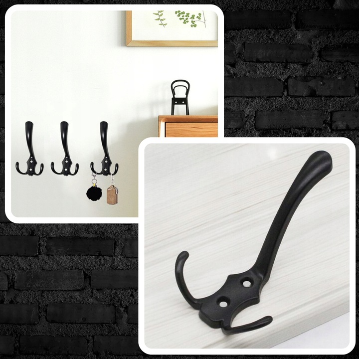 5 x Wieszak Meblowy na Ubrania Ścienny 15 Haczyków