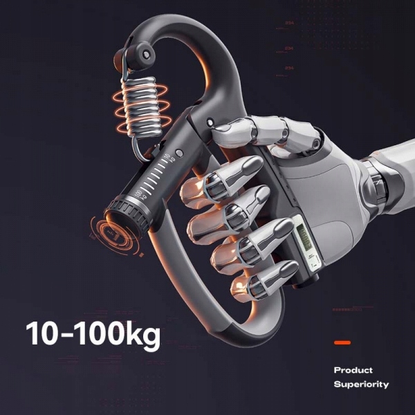 ŚCISKACZ DO ĆWICZENIA RĄK DŁONI GRIPPER 10-100 kg z regulacją i LICZNIKIEM