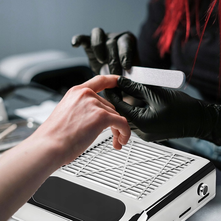 POCHŁANIACZ PYŁU 80W KASETOWY DO PAZNOKCI MANICURE BEZWORKOWY MOCNY +