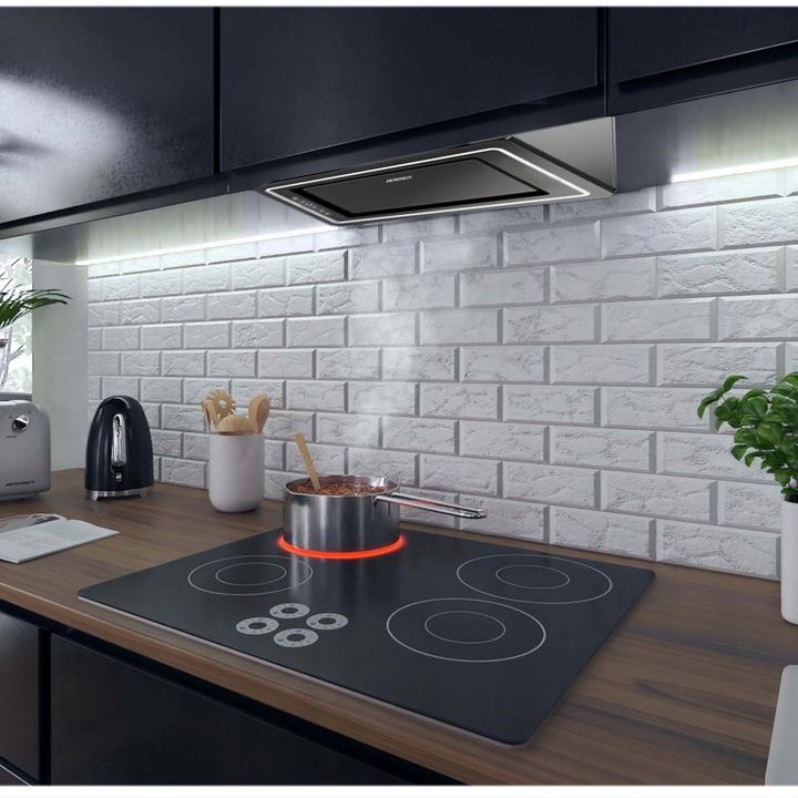 Okap kuchenny podszafkowy do zabudowy 52cm czarny LED premium Berdsen