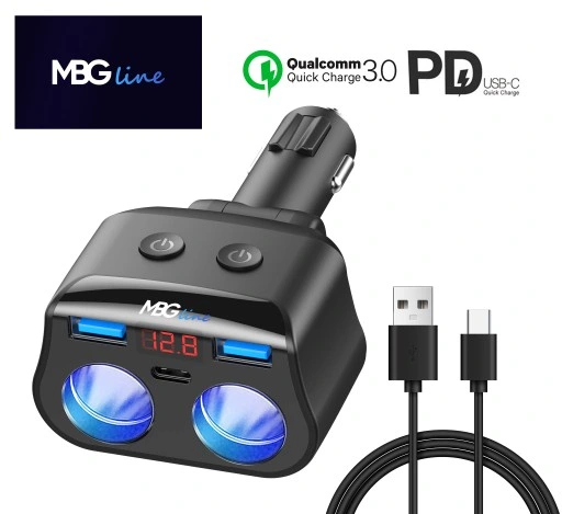 ROZDZIELACZ GNIAZDA ZAPALNICZKI 12-24V 3xUSB QC PD