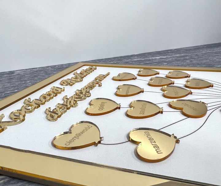 Podziękowania dla Rodziców Dziadków Chrzestnych obraz 3D ZŁOTY Para Młoda