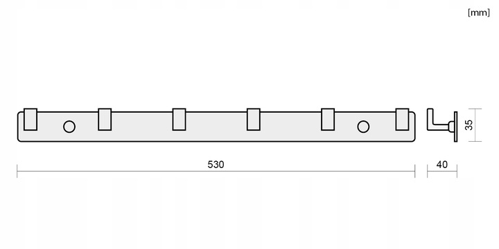 WIESZAK NA UBRANIA DO PRZEDPOKOJU ŚCIENNY CZARNY LOFT LISTWA Z 6