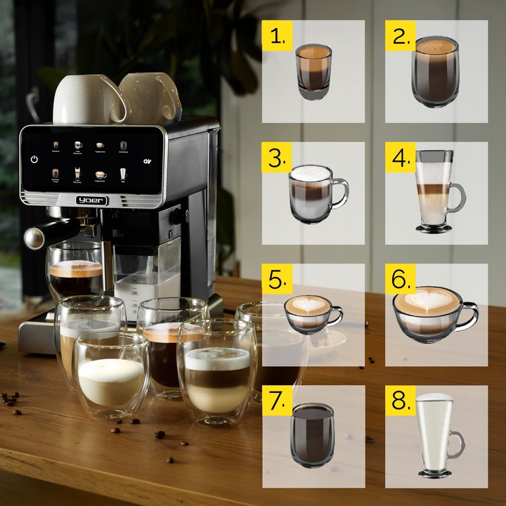 Ekspres do kawy ciśnieniowy Yoer +LED 20bar 1350W Automatyczny