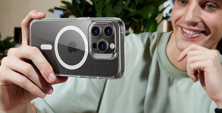 Etui Do iPhone 15 PRO MAX +Szkło 9H WZMACNIANE 360° do MAGSAFE CLEAR CASE