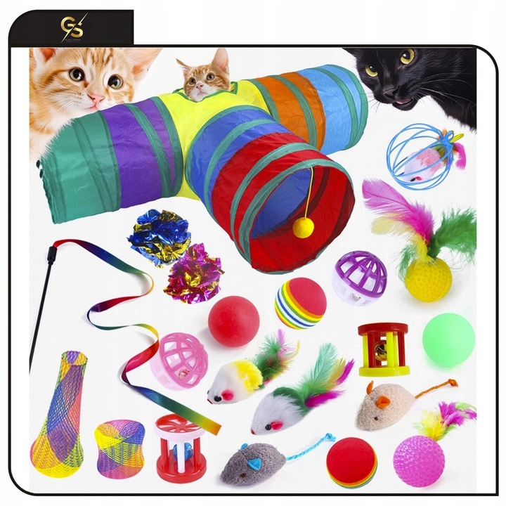 Zestaw Zabawki Dla Kota Mysz Wędka Piłki Duży Domek Tunel dla Kota 20 el XL