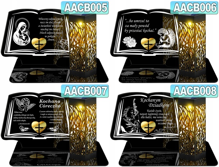 ZNICZ SOLARNY LED WIECZNY DLA TATY NA CMENTARZ GRÓB lampka Księga 3D