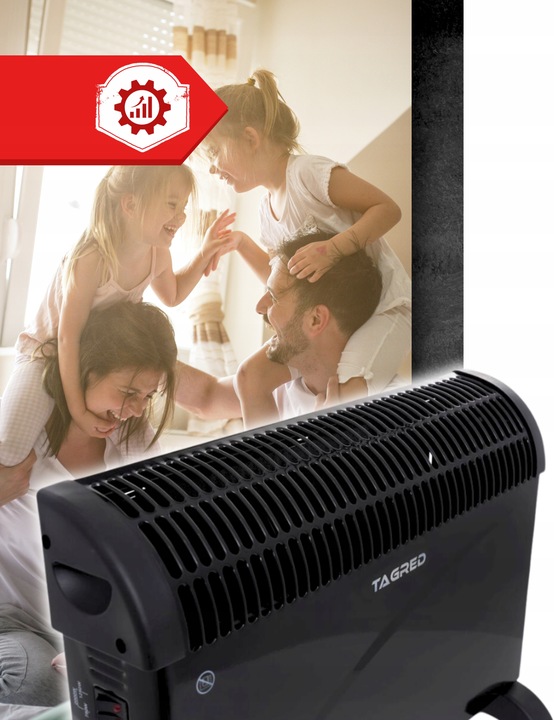 Grzejnik elektryczny konwektorowy Mocny z termostatem Turbo Timer