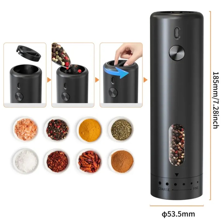 Młynek Elektryczny do Pieprzu i Soli USB Solniczka i Pieprzniczka 2