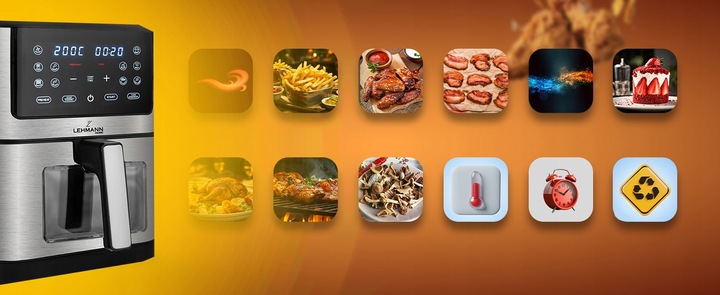 FRYTKOWNICA BEZTŁUSZCZOWA AIRFRYER 8L NIEPRZYWIERAJĄCA 12 PROGRAMÓW