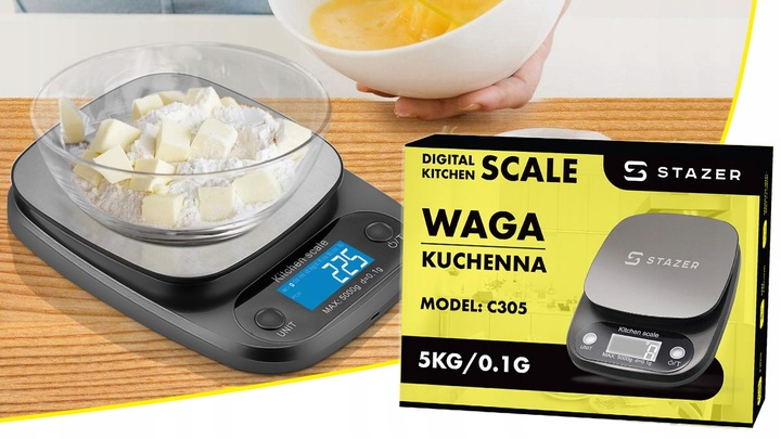 WAGA KUCHENNA ELEKTRONICZNA PRECYZYJNA LCD DIETETYCZNA + BATERIE