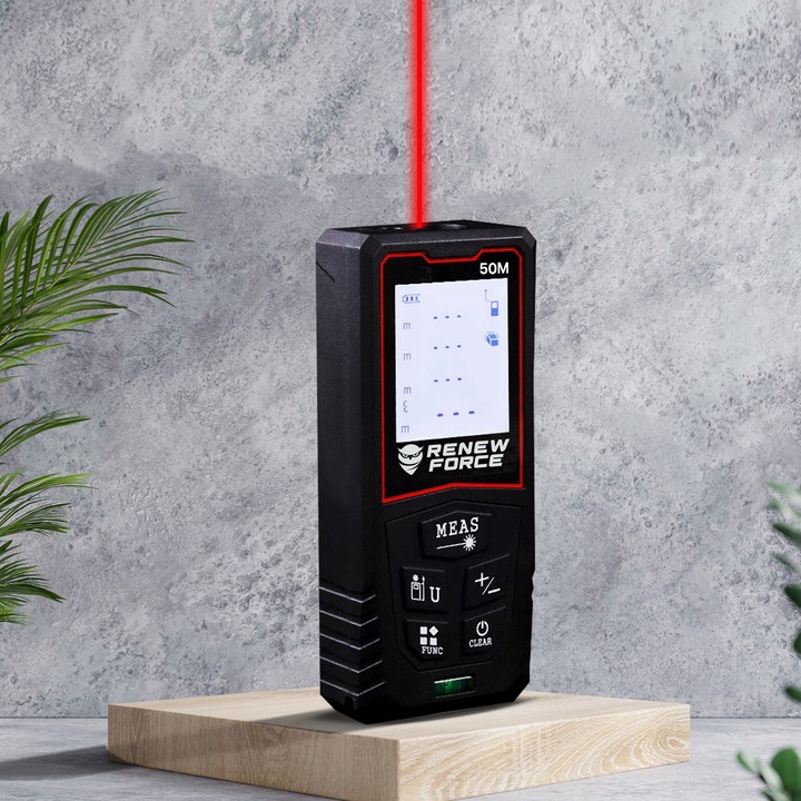 Dalmierz Laserowy MIERNIK ODLEGŁOŚCI Cyfrowy 50M Poziomica ORYGINALNY