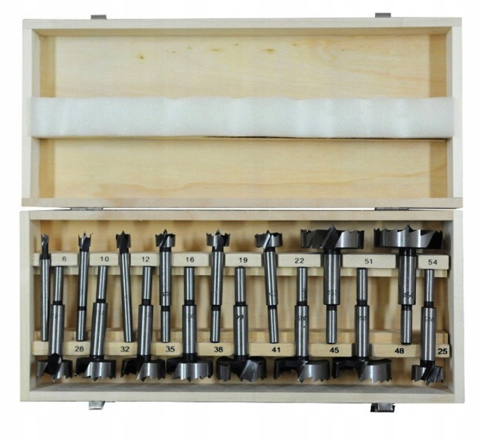 SĘKOWNIKI FREZY WIERTŁA DO DREWNA 6-54 mm 16 el