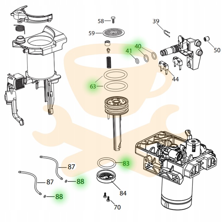 Zestaw uszczelek ekspresu DeLonghi ECAM ETAM Magnifica S komplet