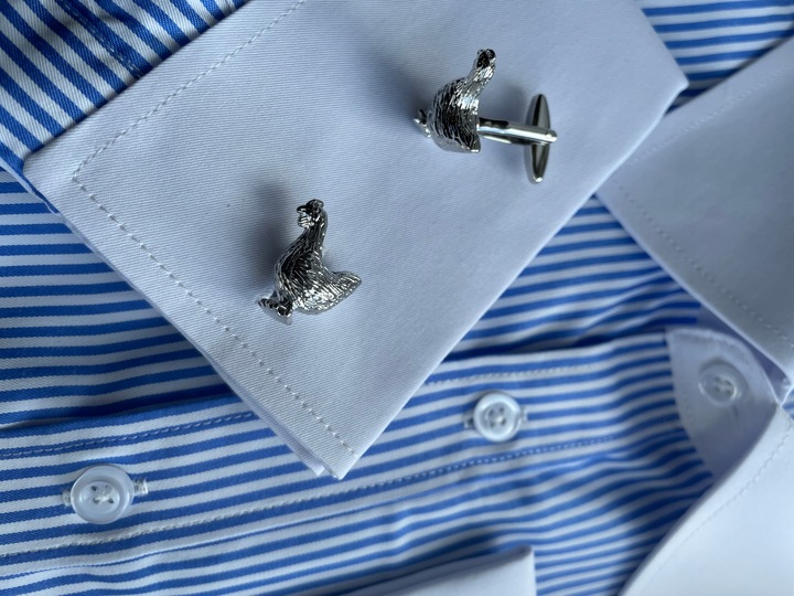 Spinki do mankietów EXC KURA Kurka Nioska Znosząca Złote Jaja w białym Etui