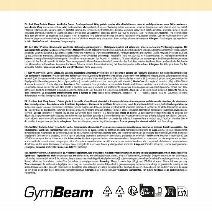 ODŻYWKA BIAŁKO SERWATKOWE JUST WHEY PREMIUM WPC GymBeam 2000g wanilia