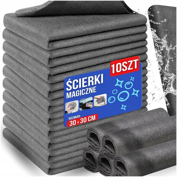 MAGICZNE ŚCIERECZKI SZMATKI ŚCIERKI DO SZYB OKIEN BEZ SMUG 30x30cm 10 SZTUK