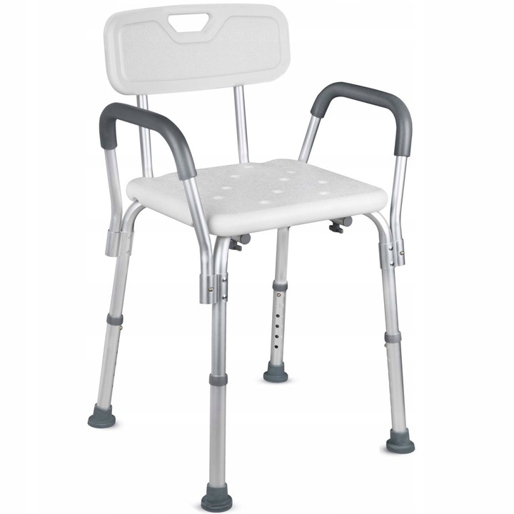 TABORET POD PRYSZNIC KRZESŁO PRYSZNICOWE STOŁEK ALUMNIOWY OPARCIE UCHWYTY