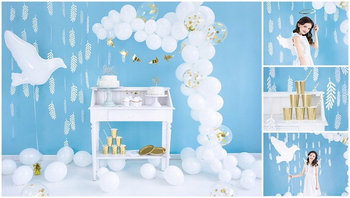 Girlanda komunijna kielichy biała złota z hostią dekoracje na komunię