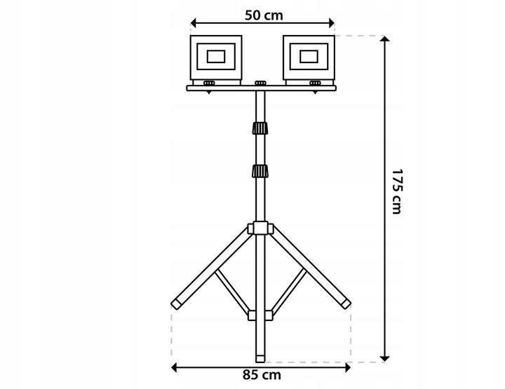 Naświetlacz Halogen LED Lampa 2x 50W + Statyw + Przewód Zasilający