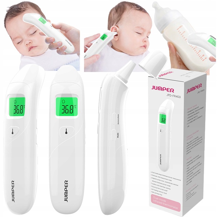 MEDYCZNY termometr bezdotykowy podczerwień do ucha czoła JUMPER JPD-FR403