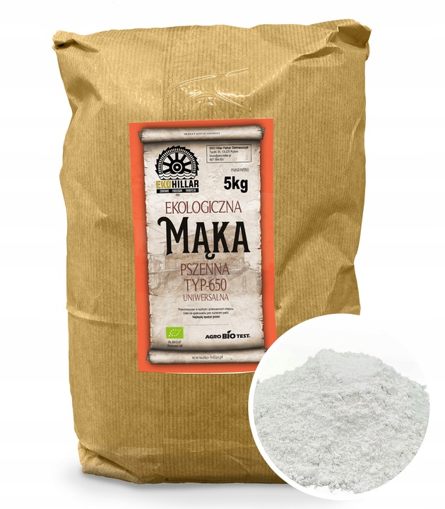 EKO Mąka Pszenna TYP 650 Chlebowa 5KG PROSTO Z MŁYNA Ekologiczna