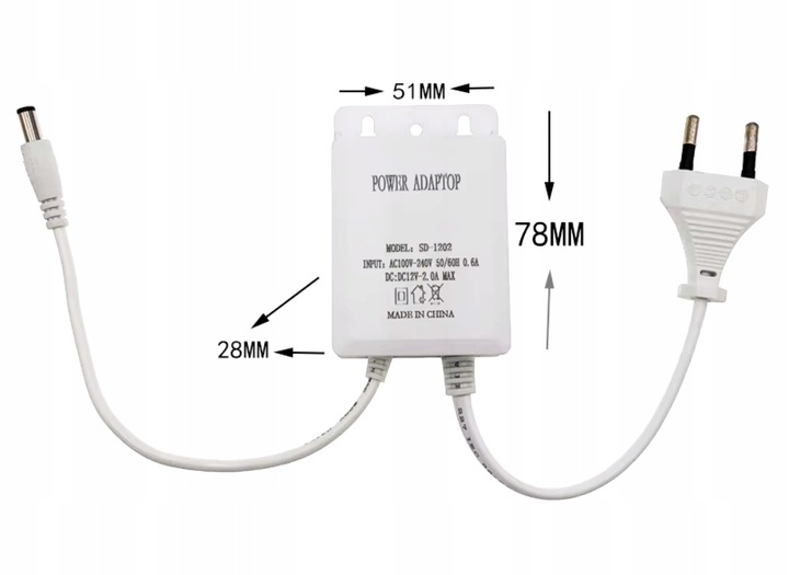Zasilacz Kamery IP 12V 2A 2000mA
