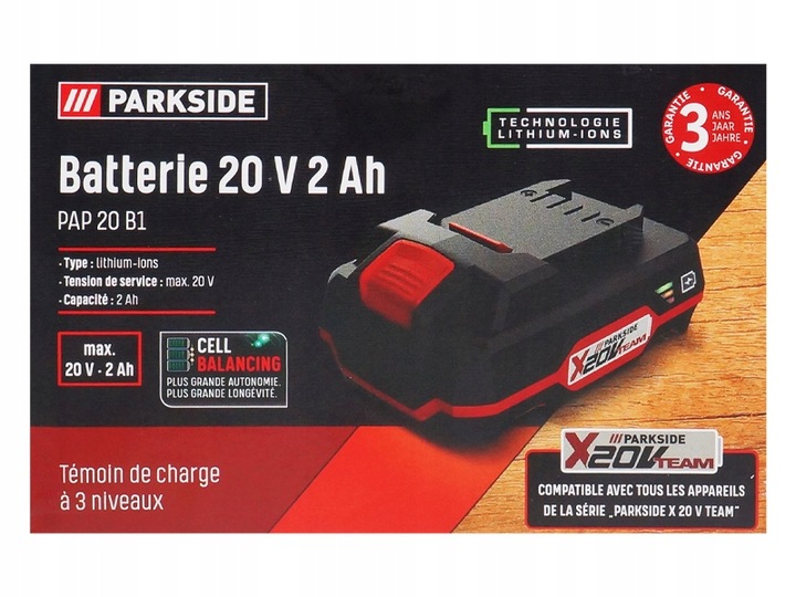 AKUMULATOR BATERIA PARKSIDE 20V 2.0Ah BATERIA PAP B1 20 V 2Ah X20V