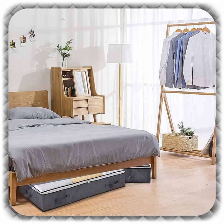 2x ORGANIZER NA POŚCIEL KOŁDRĘ Pojemnik Pokrowiec Ubrania pod Łóżko