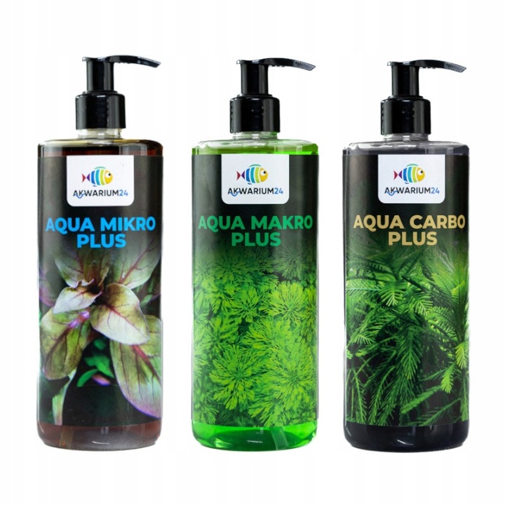 ZESTAW NAWOZÓW DO AKWARIUM MIKRO, MAKRO, CARBO WĘGIEL W PŁYNIE CO2 3x500ml
