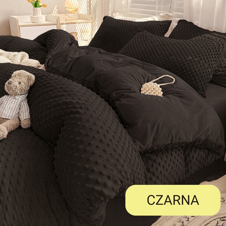 Pościel 200x220 pluszowa polarowa MINKY miś kropki 3D kolory zimowa