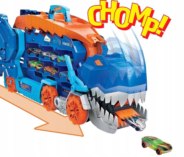 HOT WHEELS T-REX MEGA TRANSPORTER TORY WYŚCIGOWE