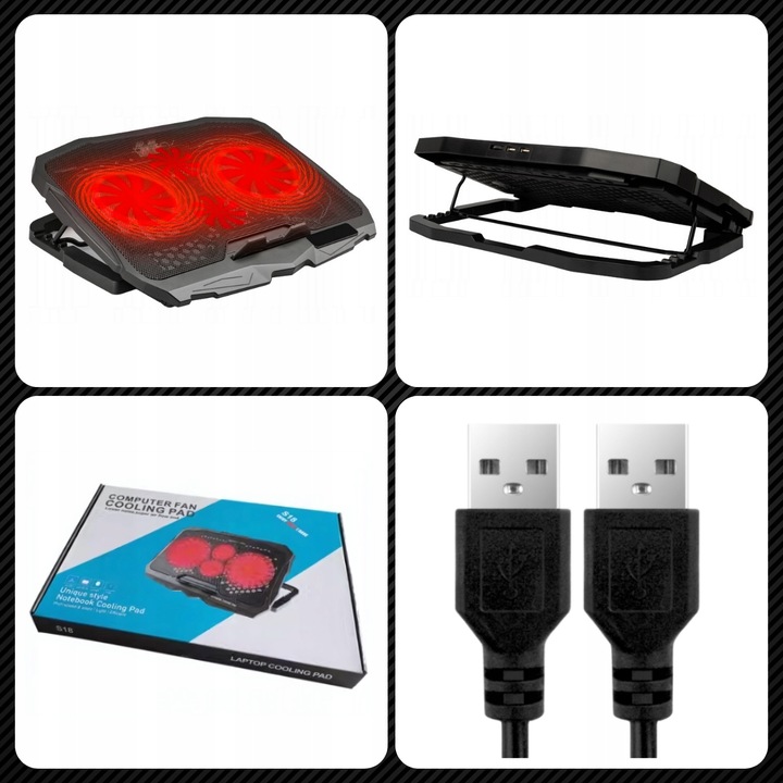 PODSTAWKA CHŁODZĄCA POD LAPTOPA WIATRAK DO KOMPUTERA NOTEBOOKA RGB 12-17"