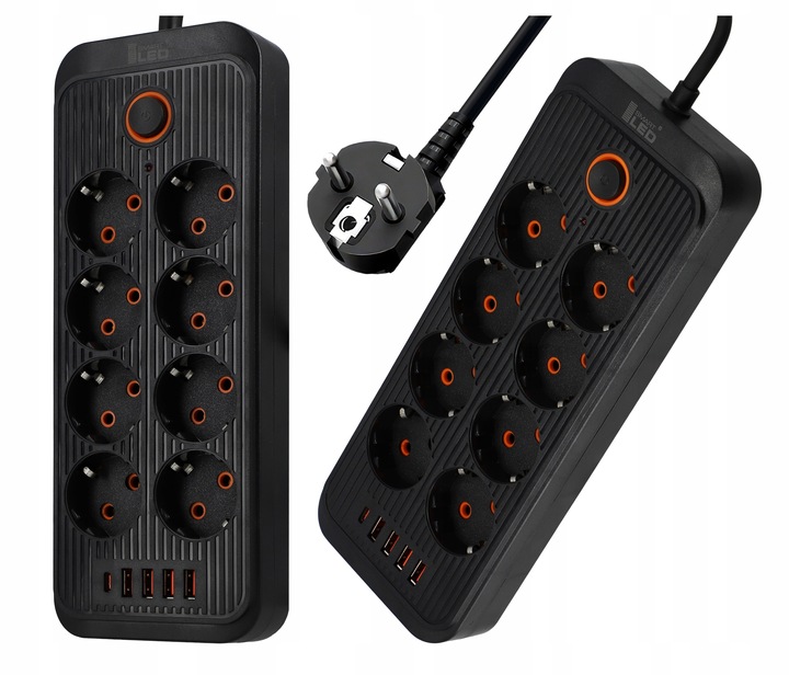 Przedłużacz listwa zasilająca sieciowa 2M 8 gniazd + 4 gniazd USB ładowarka