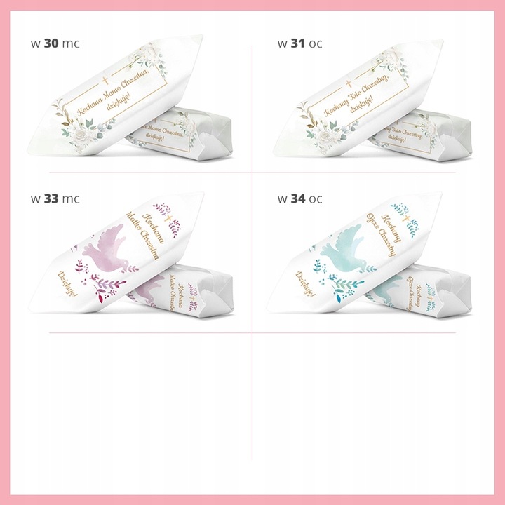 KRÓWKI NA ŚLUB CHRZEST KOMUNIĘ 1 KG Personalizowane krówki prezentowe