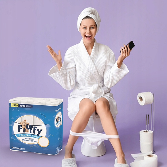 Biały Papier Toaletowy FluFFy 3 Warstwy 40 Rolek Ultra Miękki 4800 Listków