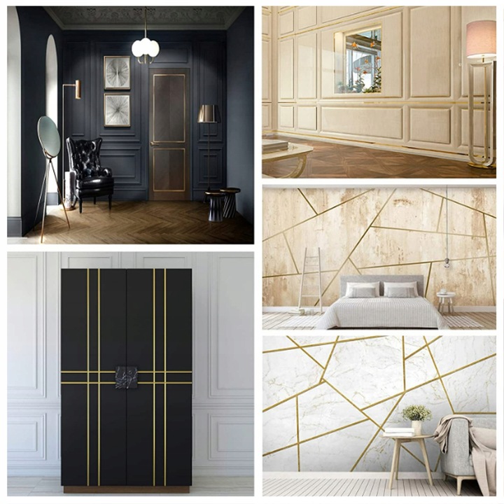 Listwa Dekoracyjna SAMOPRZYLEPNA Złota POŁYSK Taśma Ozdobna 2cm x 2,44m