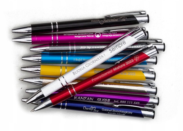 DŁUGOPISY REKLAMOWE Z GRAWEREM LOGO NAPISEM 100 sz